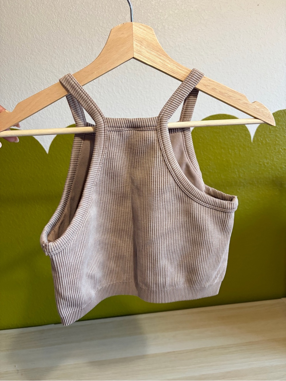 Free People Ribbed Cropped Tank Top — Taupe SMALL